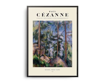 Poster d'arte di metà secolo "Pins et Rochers" di Paul Cézanne, dipinto famoso, decorazione murale di artisti famosi, arte murale da museo, arte murale da esposizione