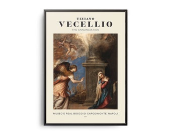 Vecellio The Annunciation Mid-Century Art Poster, Famous Painting, Famous Artist Wall Decor, Museum Wall Art, Exhibition Wall Art