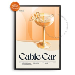 50er Jahre Standseilbahn Cocktail Poster, Standseilbahn Cocktail Druck, Cocktail Küchenkunst, Cocktailrezept Poster, Cocktail Geschenk Kunst, Retro