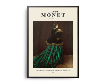 クロード・モネ「カミーユ」ミッドセンチュリーアートポスター、有名な