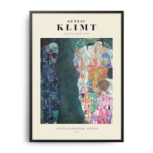 Gustav Klimt Death and Life Mid-Century Art Poster, Famous Painting, Famous Artist Wall Decor, Museum Wall Art, Exhibition Wall Art