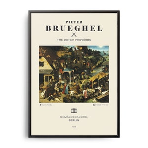 Pieter Bruegel The Dutch Proverbs Mid-Century Art Poster, Famous Painting, Famous Artist Wall Decor, Museum Wall Art, Exhibition Wall Art