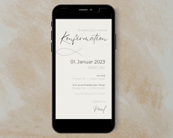 Digital invitation for confirmation, Whatsapp invitation, sustainable invitation, beige invitation, confirmation invitation