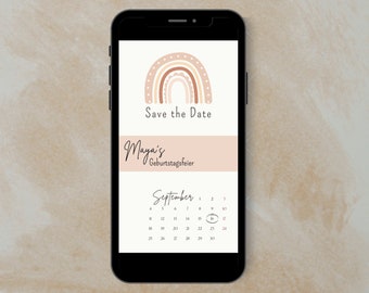 Digital invitation save the date, birthday, christening, baby shower, whatsapp invitation, sustainable invitation, rainbow invitation