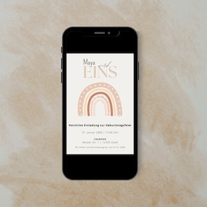 Digital 1st Birthday Invitation, Whatsapp Invitation, Sustainable Invitation, Rainbow Invitation