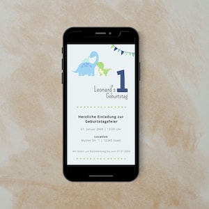 Digital Dino Invitation for 1 Birthday, Whatsapp Invitation, Sustainable Invitation, Dino Invitation, Digital Invitation