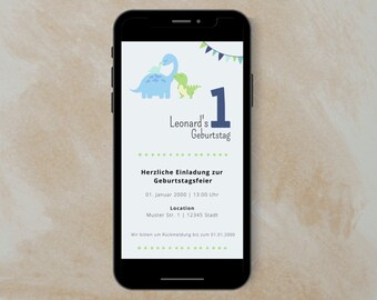 Invitación Dino Digital para 1 Cumpleaños, Invitación Whatsapp, Invitación Sostenible, Invitación Dino, Invitación Digital
