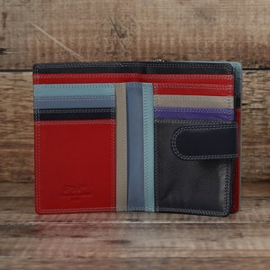 Monedero de mujer, monedero de cuero personalizado para mujer con tarjetero, bolsillo para monedas con cremallera, billetera de cuero genuino personalizada para mujer, regalo para ella