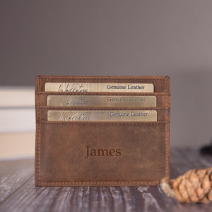 Regalo per la festa del papà, porta carte personalizzato in pelle marrone, porta carte personalizzato, regalo di compleanno per lui, papà, fidanzato
