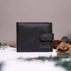 Father's Day Gift, Personalised Men's Wallet, Genuine Soft Black Leather Wallet, Personalized Birthday Gift for him, Dad, Boyfriend, Husband