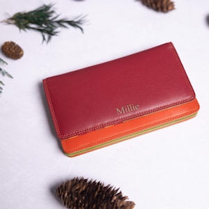 Personalised Ladies Leather Purse With Card Holder, Zip Coin Pocket, Personalized Women's Genuine Leather Wallet, Gift For Her, Gift For Mum