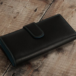 Monedero de mujer, monedero de cuero personalizado para mujer con tarjetero, bolsillo para monedas con cremallera, billetera de cuero genuino personalizada para mujer, regalo para ella