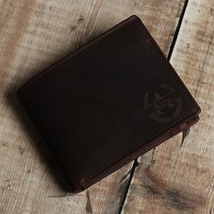 Regalo del Día del Padre, Grabado de Monograma Personalizado, Billetera de Cuero Grabada Personalizada para Hombre, Regalo para él, Papá, Esposo, Novio