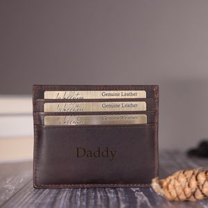 Porte-cartes de crédit personnalisé pour homme, portefeuille en cuir marron, cadeau personnalisé pour lui, petit ami, mari, papa, témoin, cadeau de fête des pères