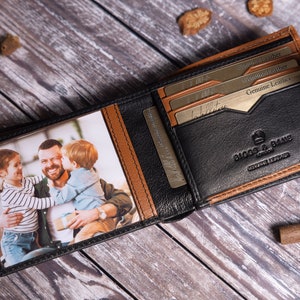 Cadeau fête des pères pour papa/lui, portefeuille personnalisé pour homme, véritable portefeuille en cuir souple noir et beige, cadeau personnalisé pour petit ami, mari