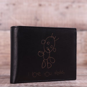 Cadeau fête des pères pour lui, portefeuille zippé personnalisé en cuir pour homme avec gravure manuscrite personnalisée, cadeau pour lui, petit ami, mari