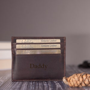 Personalisierter Kartenhalter aus braunem Leder, personalisiertes Vatertagsgeschenk für Papa, Freund, Geburtstagsgeschenk, Jahrestagsgeschenk für ihn