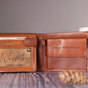 Cadeau fête des pères, portefeuille à deux volets pour homme, portefeuille en cuir véritable marron, cadeau personnalisé pour lui, papa, petit ami, cadeau d'anniversaire