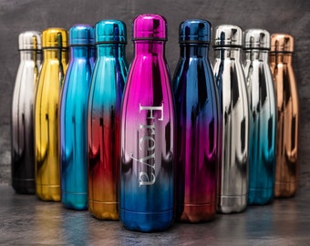 Bottiglia d'acqua isolata personalizzata con incisione in acciaio inossidabile Bottiglia per bevande a doppia parete, bottiglia sportiva, bottiglie d'acqua da palestra, bottiglia per bambini