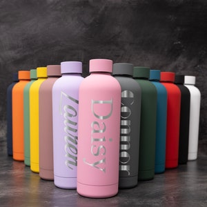 Personalised Name Water Bottle, Personalized Engraved Drinking Bottle Vacuum Insulated Stainless Steel Flask, Gift for Her, Him, child, Dad
