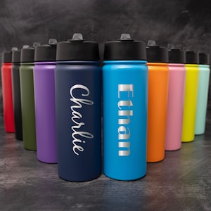Personalised 500 ML Straw Water Bottle, Personalized Engraved Drinking Bottle Vacuum Insulated Stainless Steel Flask Gift for Her,Him, Child