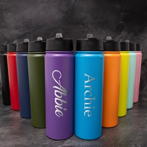 Back to School Personalised 650 ML Straw Water Bottle, Personalized Engraved Drinking Bottle Vacuum Insulated Stainless Steel, Gift for kid