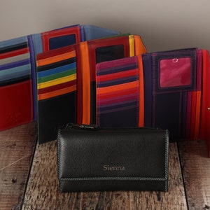 Women's Purse, Personalised Ladies Leather Purse With Card Holder, Zip Coin Pocket, Personalized Women's Genuine Leather Wallet,Gift For Her