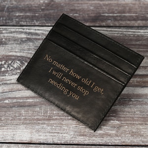 Cadeau fête des pères pour papa, porte-cartes pour homme personnalisé portefeuille en cuir noir et marron, cadeau personnalisé personnalisé pour lui, petit ami, meilleur homme