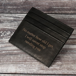 Fathers Day Gift, Personalised Men's Card Holder Black Leather Wallet, Personalized Gift for him, Dad,  Boyfriend, Best Man,Anniversary Gift