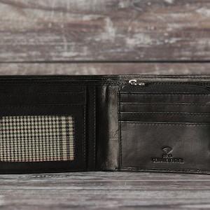 Regalo del Día del Padre, Billetera Personalizada, Billetera Negra para Hombre, Billetera de Cuero Grabada, Billetera Personalizada para Él, Hombres, Papá, Esposo, Novio