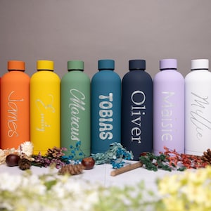 Borraccia in acciaio inossidabile personalizzata da 350 ml, 500 ml e 750 ml, borraccia termica sottovuoto con incisione personalizzata, regalo per lei/lui