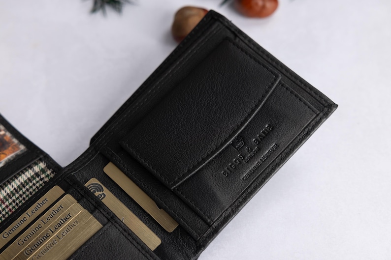 Cartera personalizada para hombre, de piel auténtica negra suave, con grabado personalizado para el Día del Padre, para él, novio, papá o cumpleaños. imagen 6