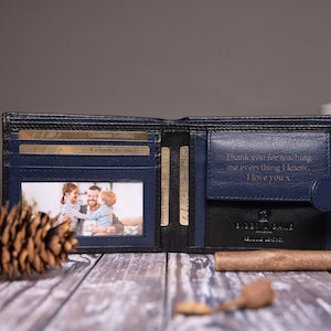 Father's Day Gift for Him, Personalised Men's Wallet, Genuine Soft Black & Navy Leather Wallet, Personalized Gift for Boyfriend, Husband