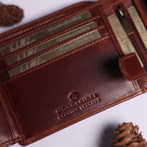 Personalised Mens Bifold Wallet, Brown Real Leather Wallet Personalized Engraved Christmas Gift for him, Boyfriend, Anniversary Gift for Dad image 8