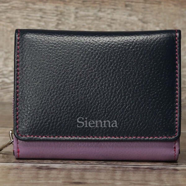 Women's Purse, Personalised Ladies Leather Purse With Card Holder, Zip Coin Pocket, Personalized Women's Genuine Leather Wallet,Gift For Her