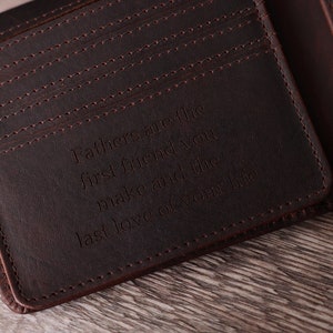 Personalized Leather Wallet, Bifold Brown Real Leather Wallet, Personalised Custom Engraved Gift for Boyfriend, Husband, Dad, Father's Day image 8