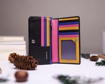 Women's Purse, Personalised Ladies Leather Purse With Card Holder, Zip Coin Pocket, Personalized Women's Genuine Leather Wallet,Gift For Her
