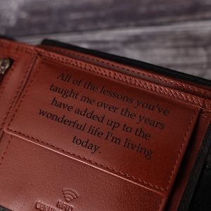 Father's Day Gift, Personalised Men's Wallet, Genuine Soft Black Leather Wallet, Personalized Engraved Gift for Him, Boyfriend, Dad, Husband image 6