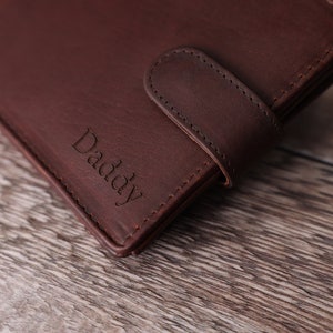 Personalized Leather Wallet, Bifold Brown Real Leather Wallet, Personalised Custom Engraved Gift for Boyfriend, Husband, Dad, Father's Day image 3
