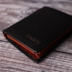 Regalo per la festa del papà, portafoglio in pelle da uomo personalizzato, portafoglio in pelle nero e marrone a tre ante, regalo personalizzato per lui, fidanzato, marito, papà