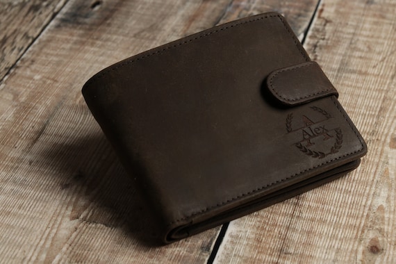 Wallet Brown Bifold - RFID Lining - Personalized Men's Leather Wallet with  Engraved Monogram - Killorglin Creations