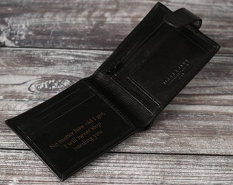 Father's Day Gift, Personalised Men's Wallet, Genuine Soft Black Leather Wallet, Personalized Birthday Gift for him, Dad, Boyfriend, Husband