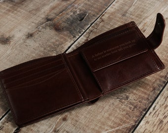 Fathers Day Gift, Personalised Mens Bifold Wallet, Brown Real Leather Wallet Personalized Gift for him , Boyfriend, Anniversary Gift for Men