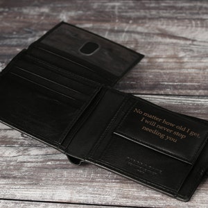 Father's Day Gift, Personalised Men's Wallet, Genuine Soft Black Leather Wallet, Personalized Engraved Gift for him, Boyfriend, Husband, Dad imagem 6