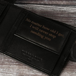 Father's Day Gift, Personalised Men's Wallet, Genuine Soft Black Leather Wallet, Personalized Engraved Gift for him, Boyfriend, Husband, Dad image 5