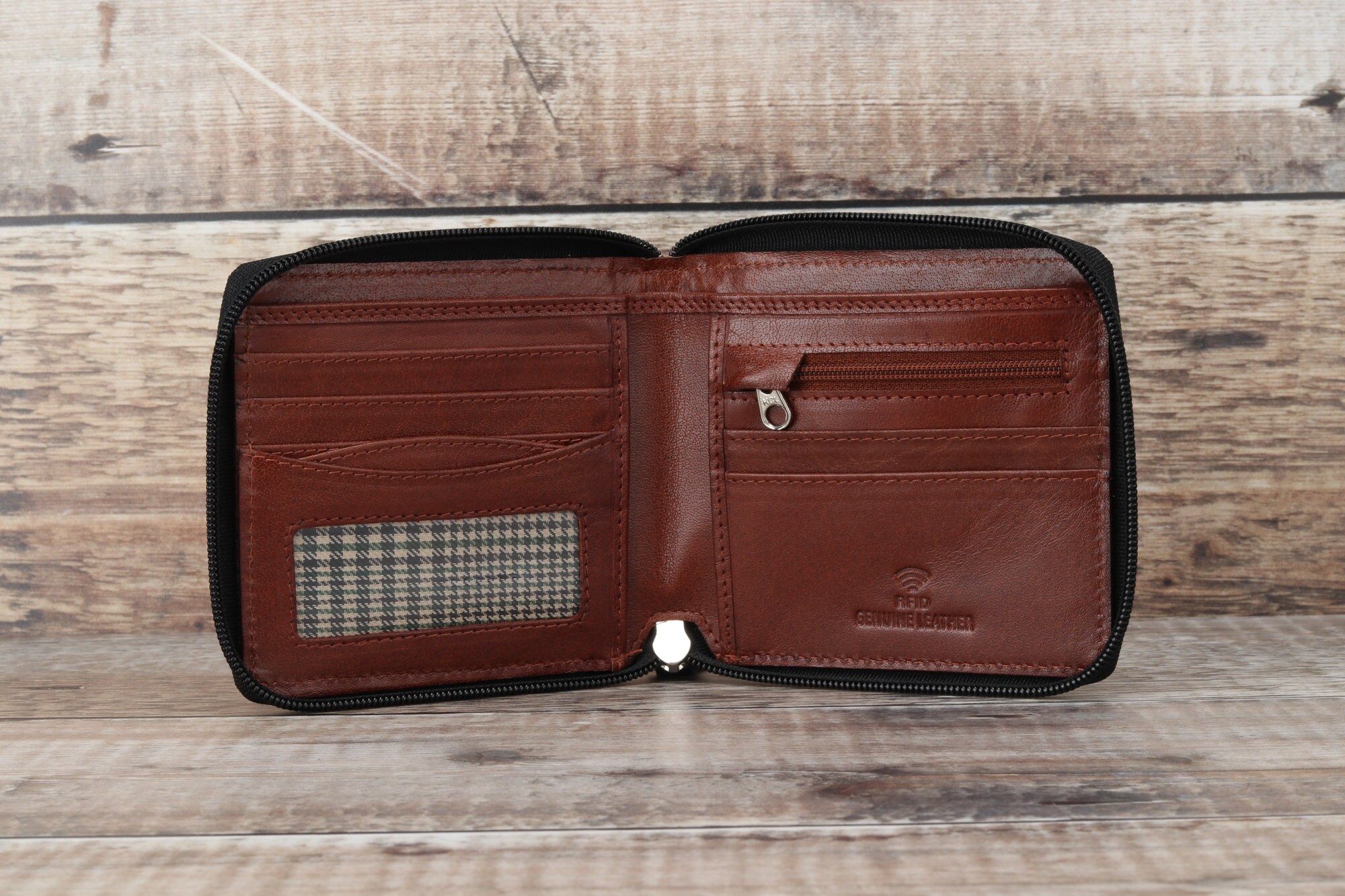 Personalised Mens Leather Wallet Zip Around Leather Wallet Etsy UK