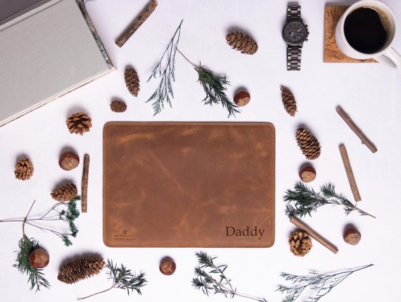 Christmas Gift, Custom Leather Mouse Pad, Personalised Dark Brown Mouse Mat, Personalized Tan Leather Desk Pad, Black Leather Mouse pad