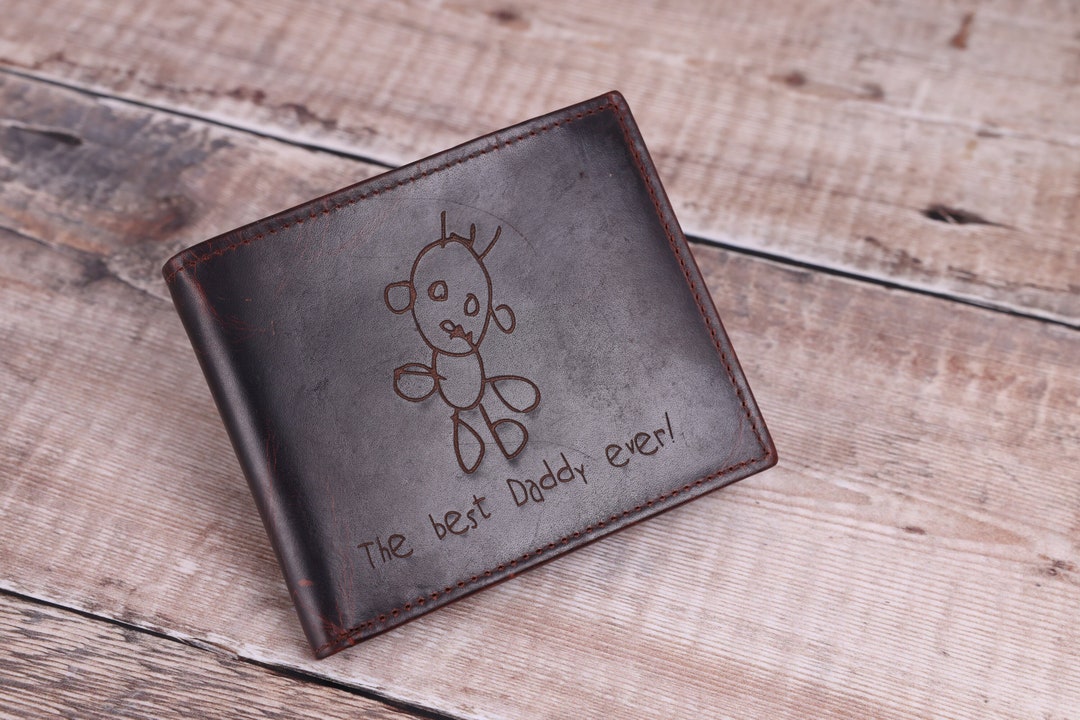 Personalized Men's Bifold Wallet With Photo Engraving - Custom Zipper Wallet, PU Leather (Brown) - View #8