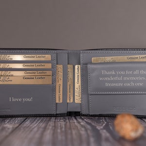 Portefeuille personnalisé pour homme, véritable portefeuille en cuir italien souple, cadeau personnalisé pour lui, homme, petit ami, cadeau personnalisé pour la fête des pères pour papa