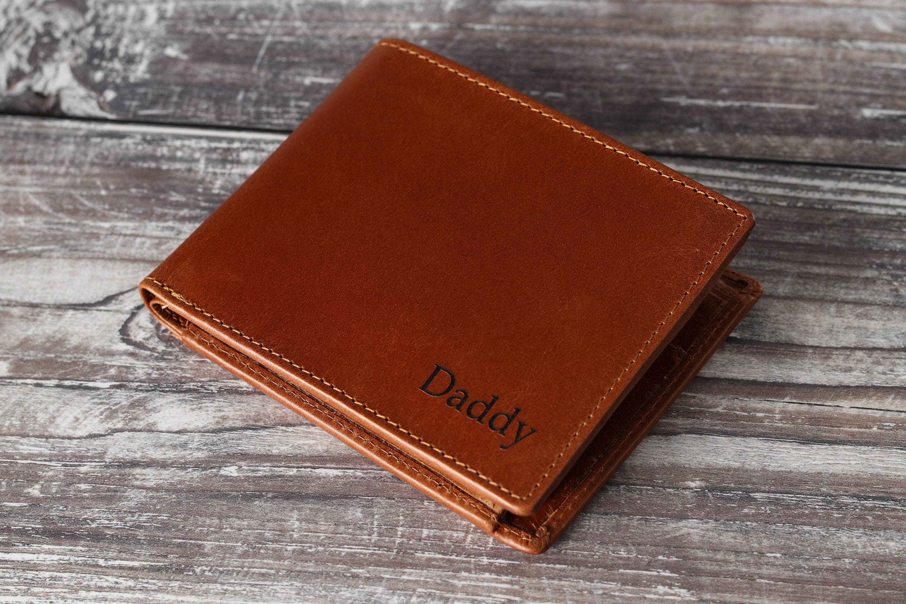 Personalised Mens Bifold Wallet Genuine Brown Leather Wallet Etsy